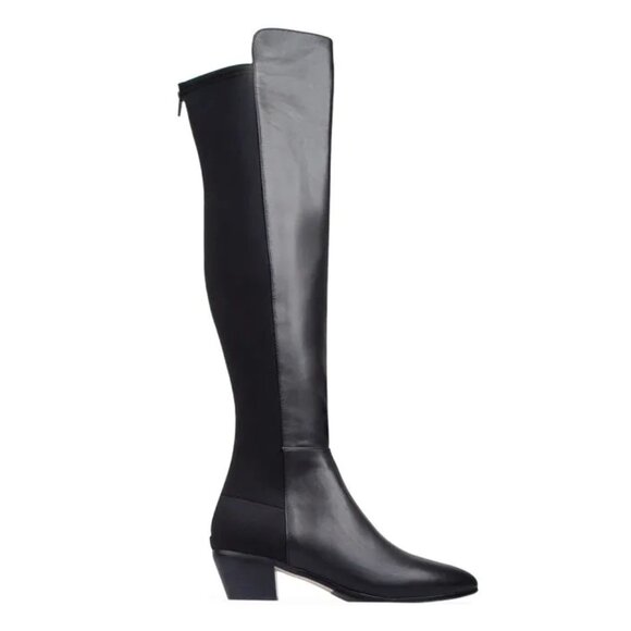 Bared footwear black over knee leather boots EU 40 - Picture 2 of 6